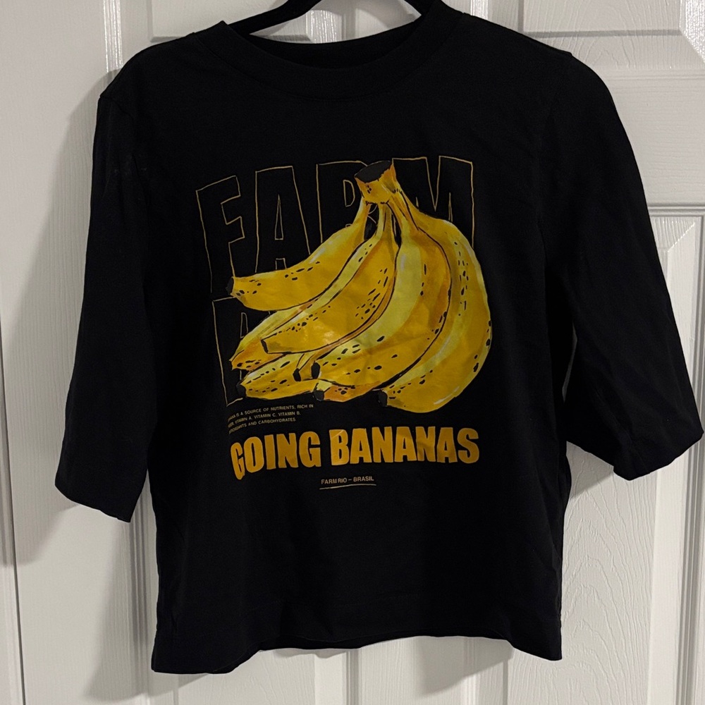 FARM Rio Black Tee with Yellow Banana Graphic
